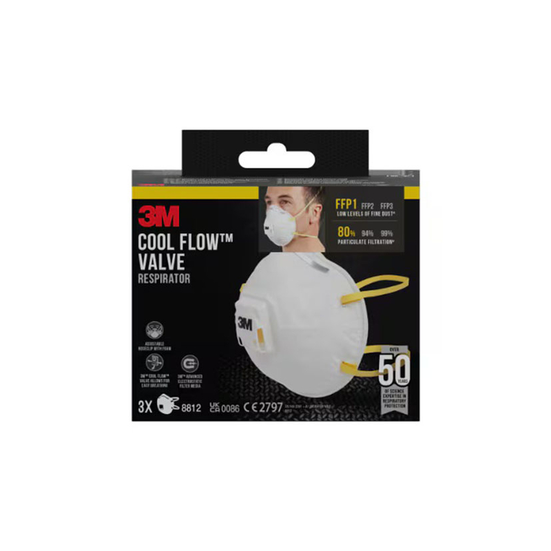 Mascarilla particulas FFP1 con válvula 3M 8812  7100329377  3 unidades