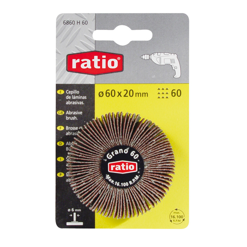 Cepillo de láminas con eje RATIO 60x20 mm