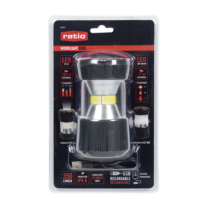 Linterna LED 2 en 1 RATIO WorkLight AL300 Duplo