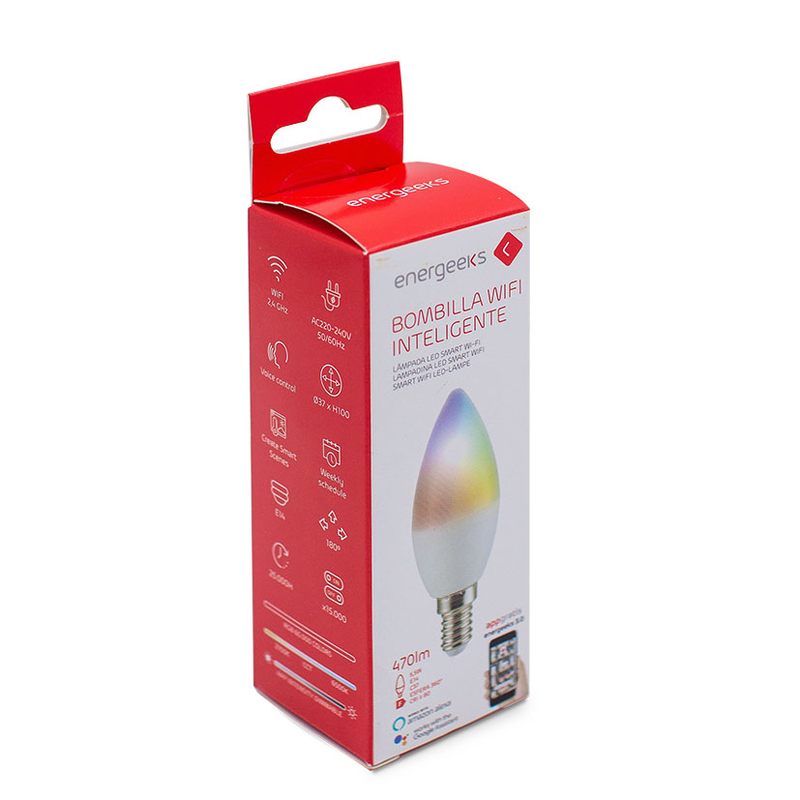 Bombilla Led vela ENERGEEKS E14 wifi dimable + RGB 5 W
