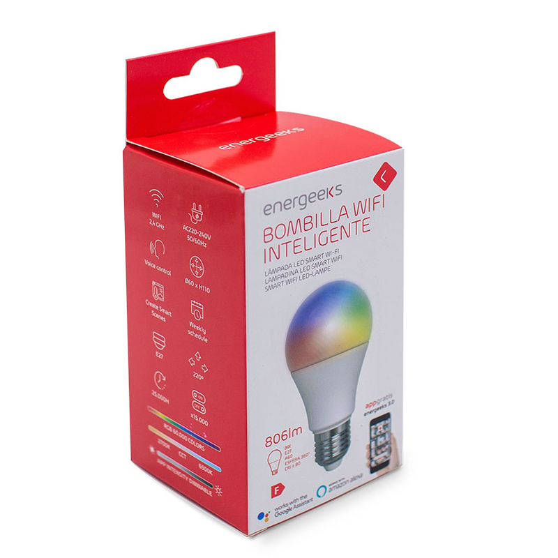 Bombilla Led estándar ENERGEEKS E27 wifi dimable + RGB 8 W