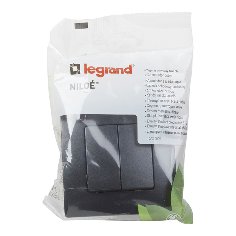 Doble conmutador de empotrar LEGRAND serie Niloé Negro