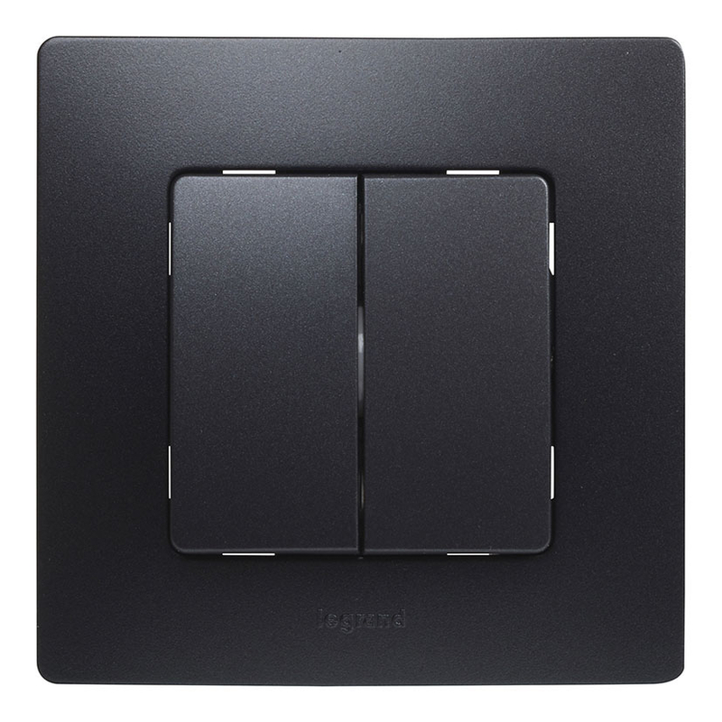 Doble conmutador de empotrar LEGRAND serie Niloé Negro