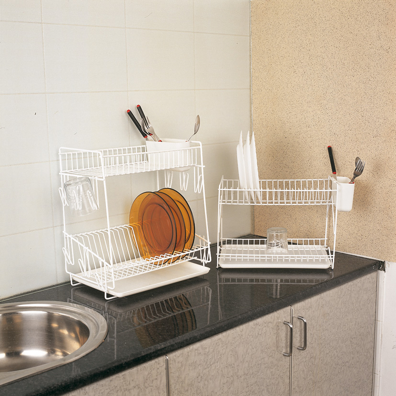 Escurreplatos pequeño de plastificado blanco 2 unidades