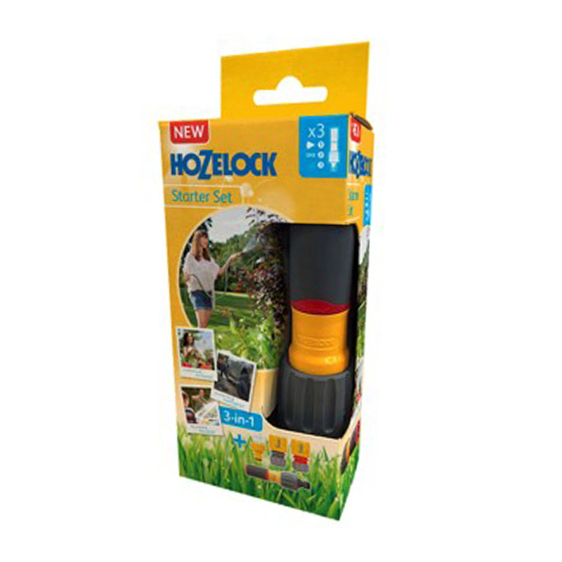 Kit lanza HOZELOCK 3 en 1 más rácores para riego ø19 mm