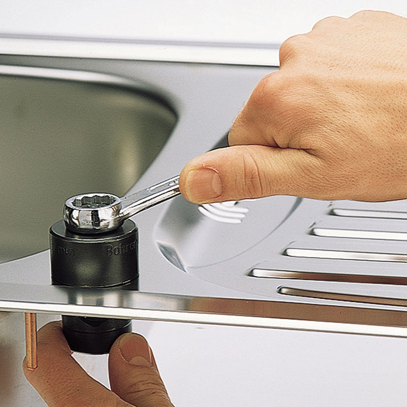 Sierra de corona fregadero para chapa y acero inox WOLFCRAFT