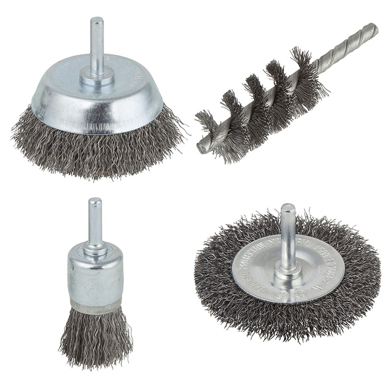 Juego 4 cepillos alambre acero WOLFCRAFT