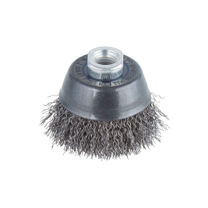 Cepillo taza alambre ondulado WOLFCRAFT para amoladora angular