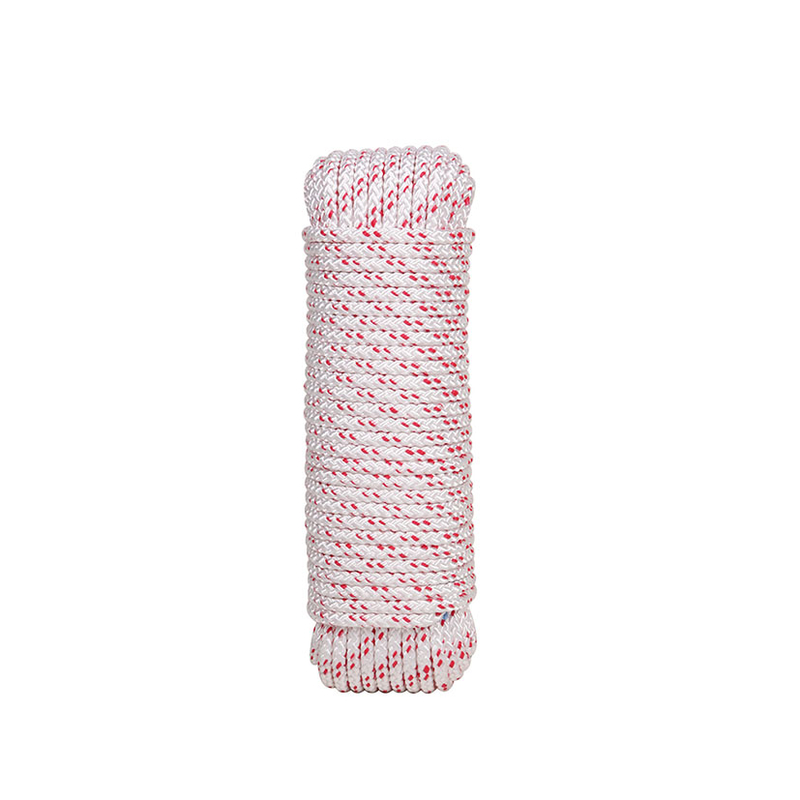 Cuerda 100% poliéster trenzado ROMBULL madeja blanco - rojo