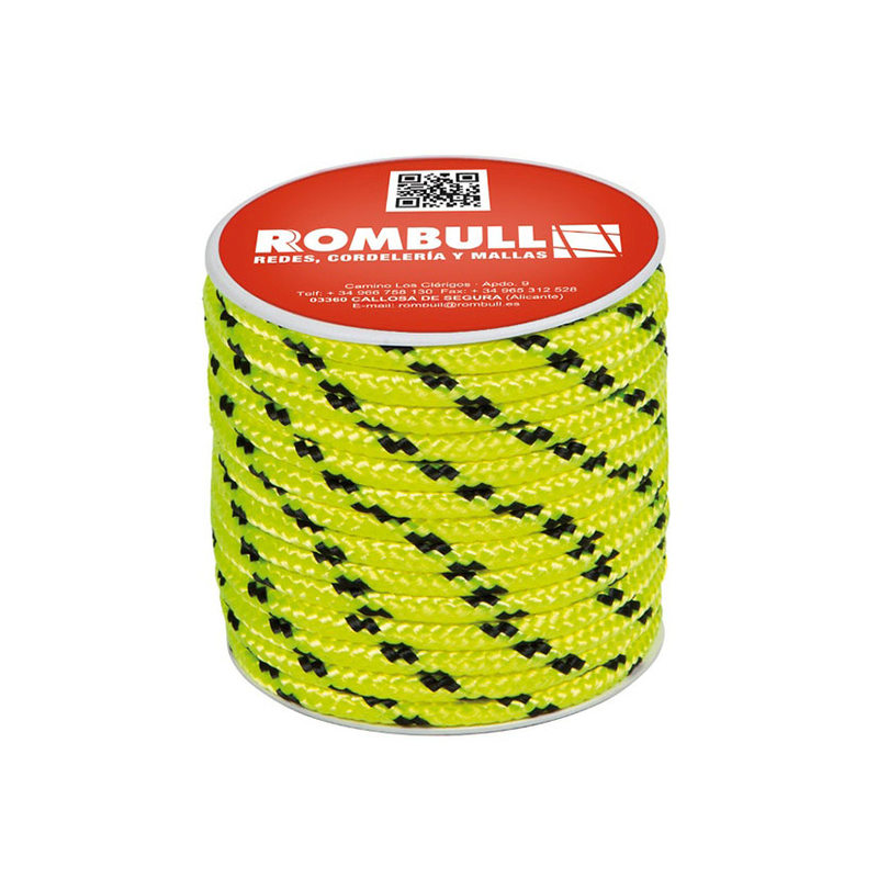 Cuerda de poliéster trenzado ROMBULL bobina amarillo fluorescente - azul
