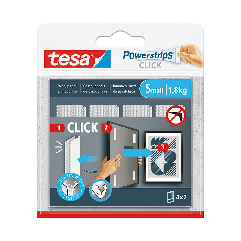 Tiras cuelgacuadros TESA Powerstrips click 4x2
