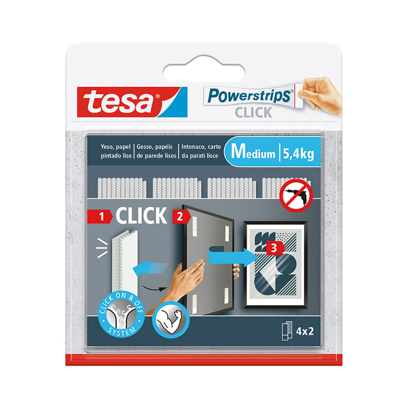 Tiras cuelgacuadros TESA Powerstrips click 4x2