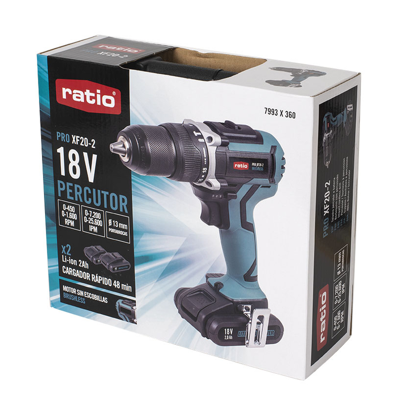 Taladro/atornillador percutor share System RATIO batería Pro XF20-2