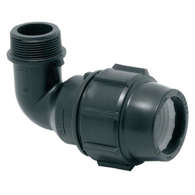 Codo mixto rosca M compresión para circuitos de agua PLASSON serie 6