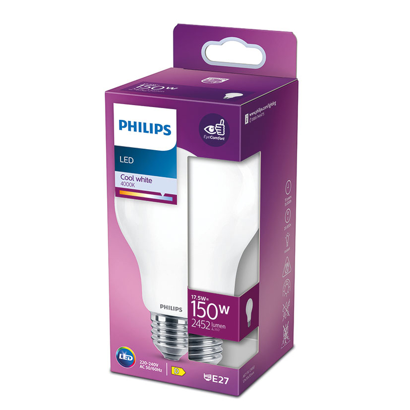 Bombilla Led estándar PHILIPS E27 luz día 17,5 W. 4 unidades
