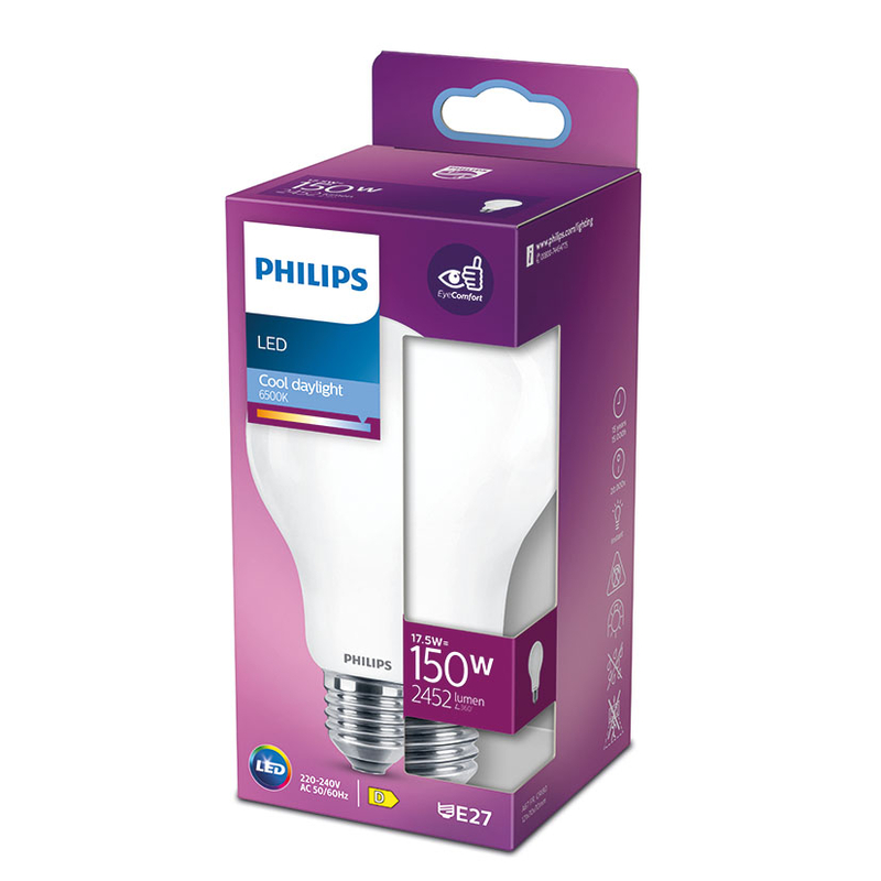Bombilla Led estándar PHILIPS E27 luz fría 17,5 W. 4 unidades