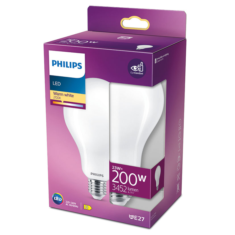 Bombilla Led estándar PHILIPS E27 luz cálida 23 W. 4 unidades