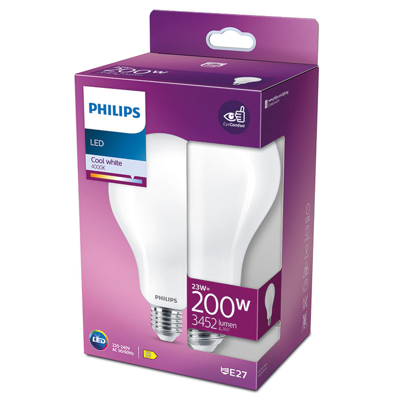 Bombilla Led estándar PHILIPS E27 luz día 23 W. 4 unidades
