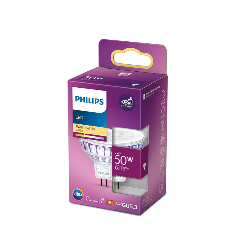 Bombilla Led dicroica PHILIPS GU10 luz cálida 7 W