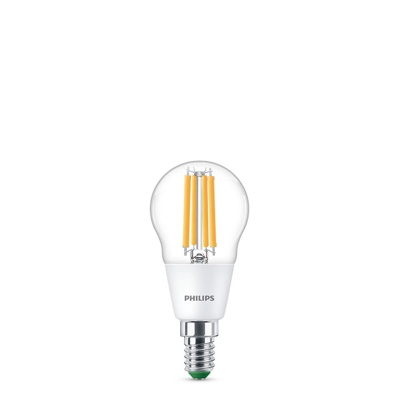 Bombilla esférica E14 PHILIPS ultraeficiente Classic transparente