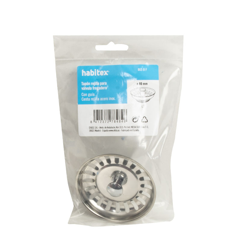 Tapón fregadero HABITEX 80mm con guía