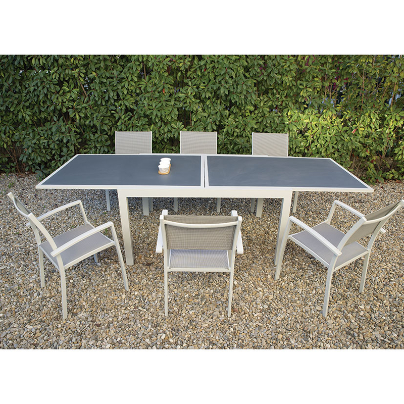 mesa sillas metalicas jardin
