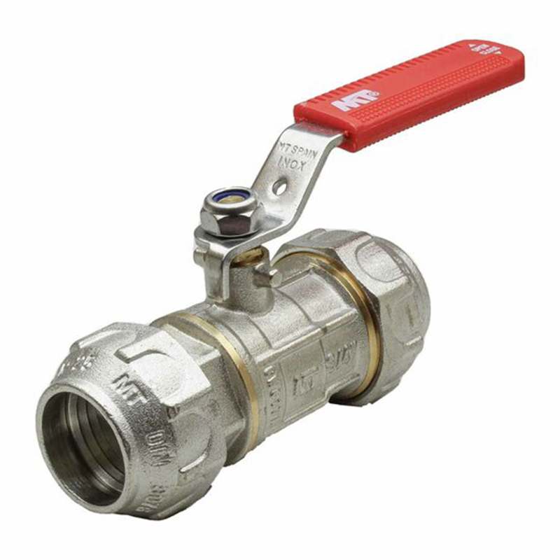 Válvula esfera PN-30 PE/PE con palanca inox roja