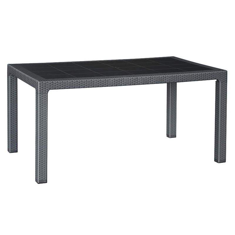 Mesa de resina rectangular Elegance antracita 150x90xh.72 cm
