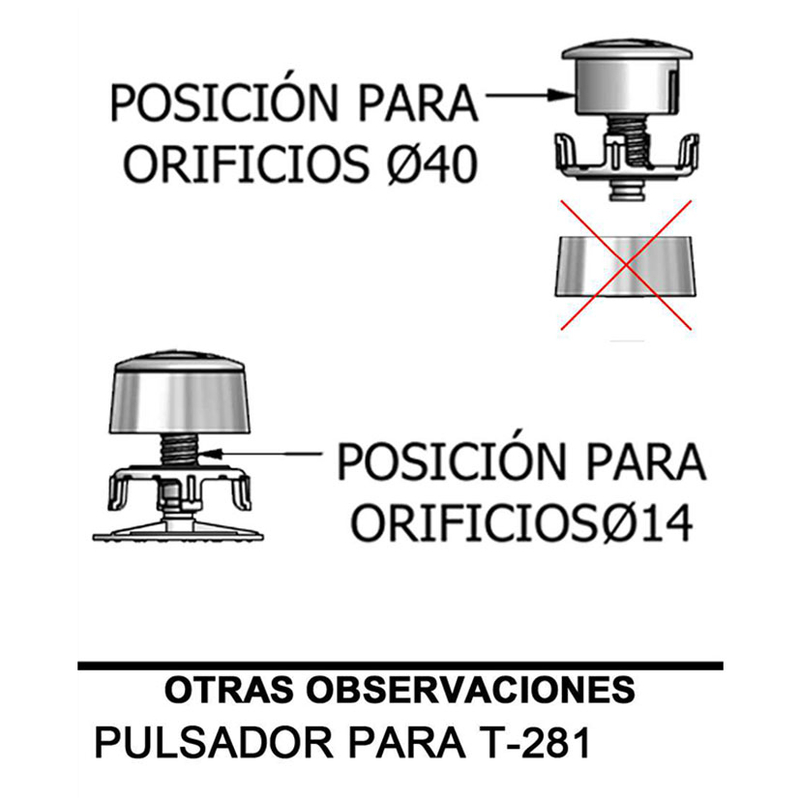 Recambio pulsador simple descarga cisterna WC TECNOAGUA mod.893F12