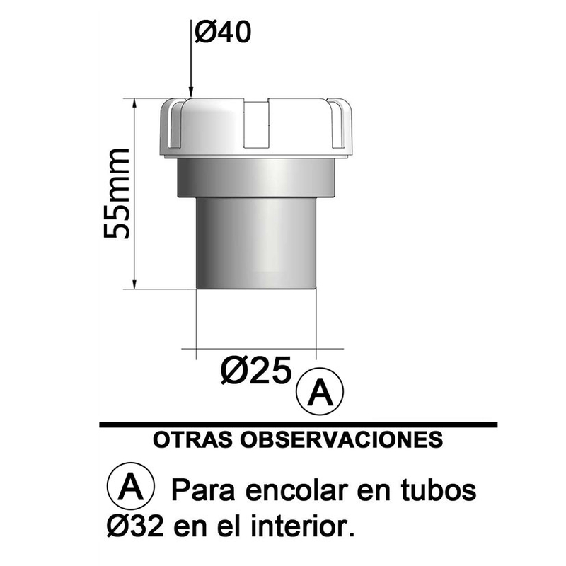 Conversor interior para tubo de PVC a liso TECNOAGUA T-217