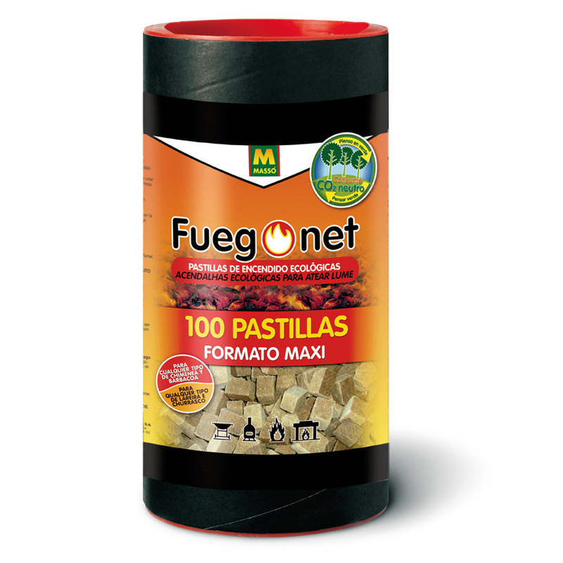 Cubo 100 pastillas encendido ecológicas MASSÓ Fuegonet