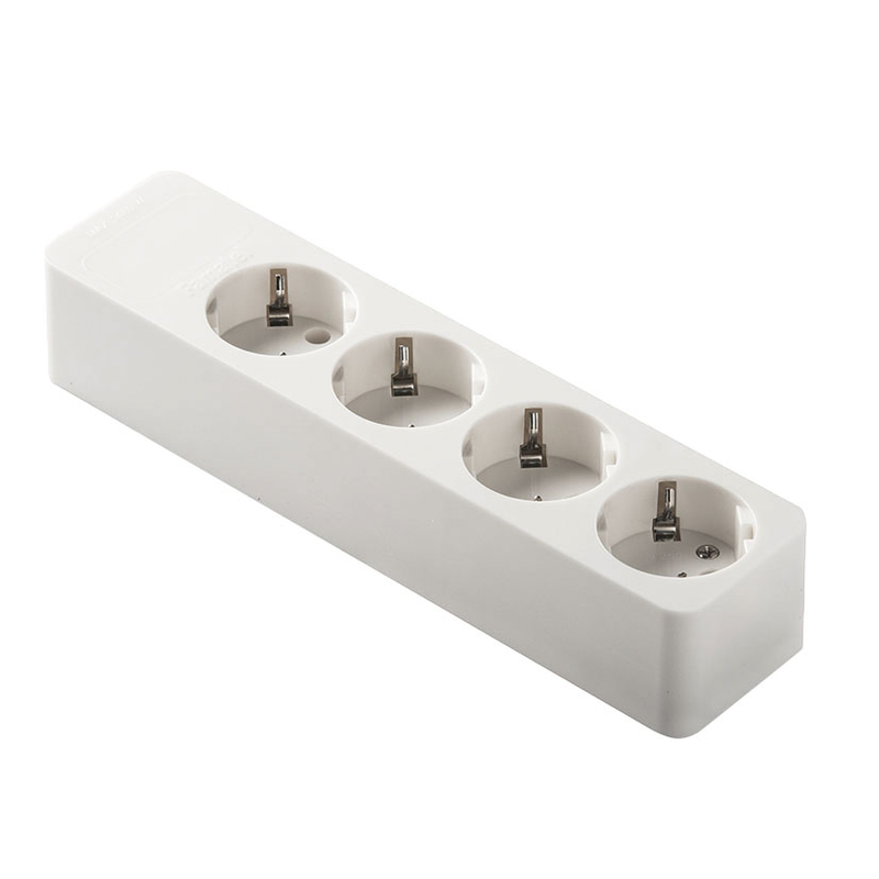 Base enchufe DUOLEC múltiple con T/T lateral. 4 unidades