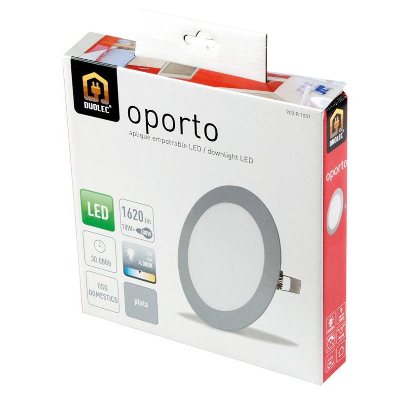 Aplique empotrable LED DUOLEC Oporto 22,5cm cromo mate
