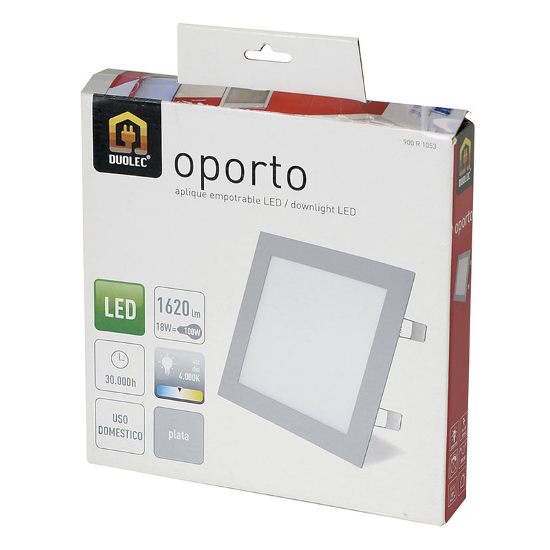 Aplique cuadrado empotrable LED DUOLEC Oporto 22,5x22,5cm blanco cuadrado