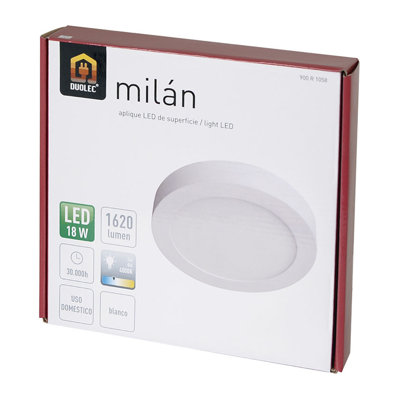 Aplique redondo superficie LED DUOLEC Milán 22,5 cm