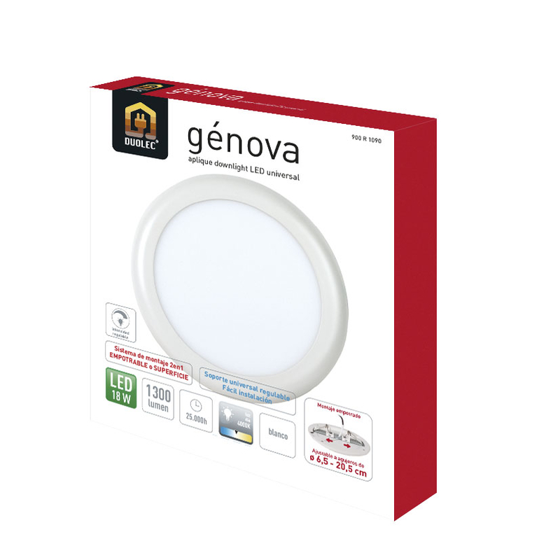 Aplique redondo empotrable LED DUOLEC dimable Genova 23 cm