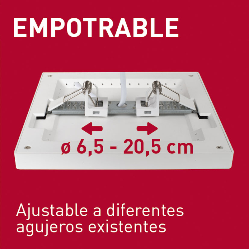 Aplique cuadrado empotrable LED DUOLEC dimable Genova 23 cm