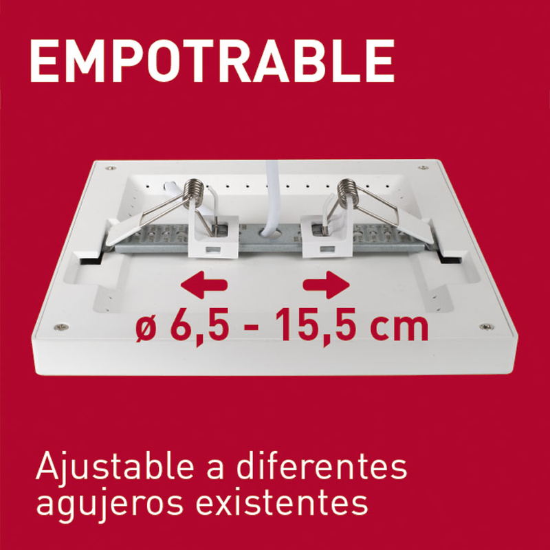 Aplique cuadrado empotrable LED DUOLEC Genova 18 cm