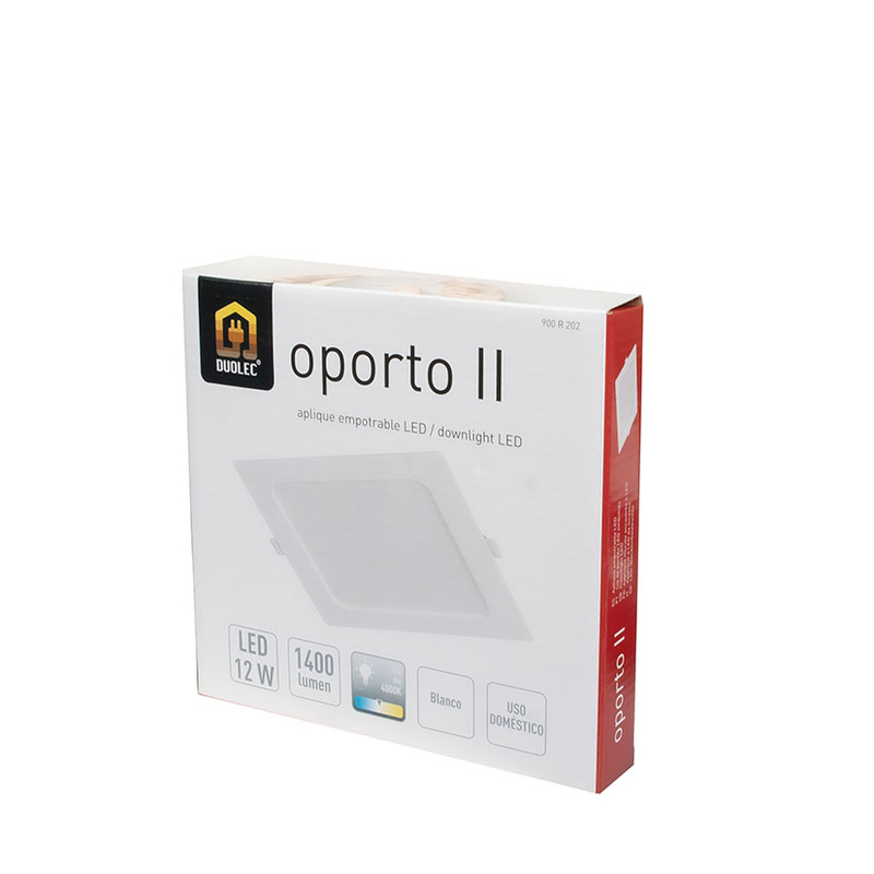 Aplique empotrable cuadrado DUOLEC LED Oporto 12W 4000K