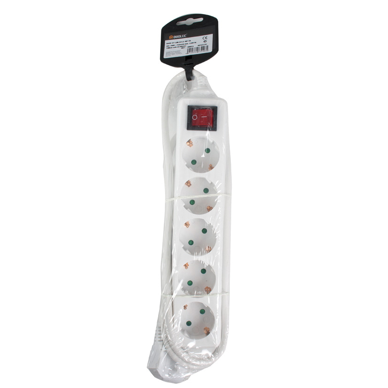 Base enchufe múltiple DUOLEC con interruptor cable 1,5m blanco