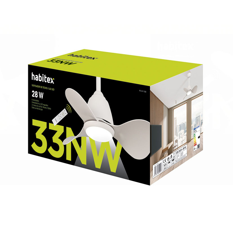 Ventilador techo HABITEX 33NW con luz Blanco