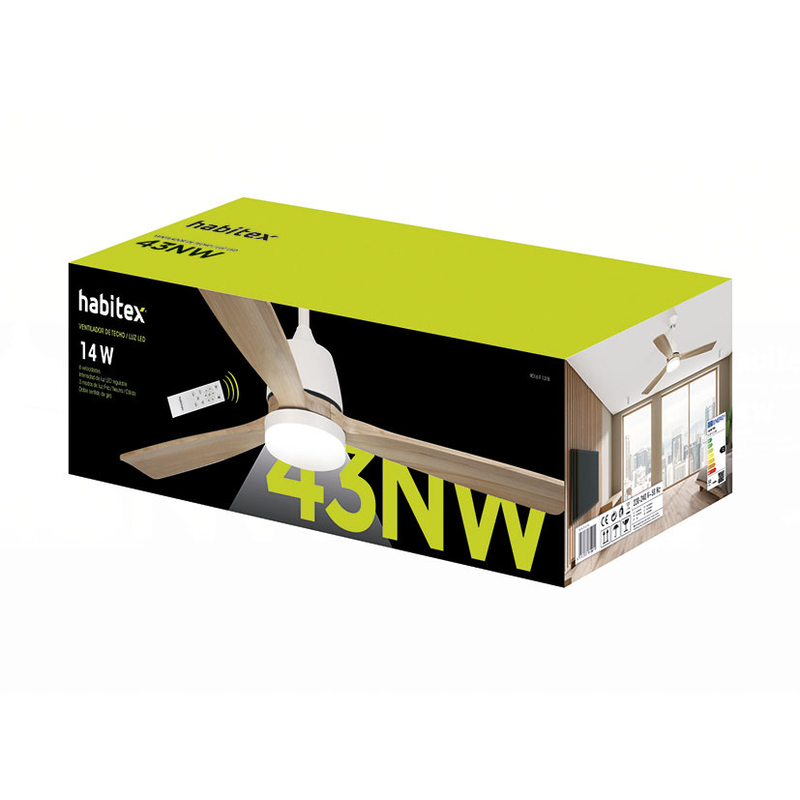 Ventilador techo HABITEX 43NW con luz Blanco