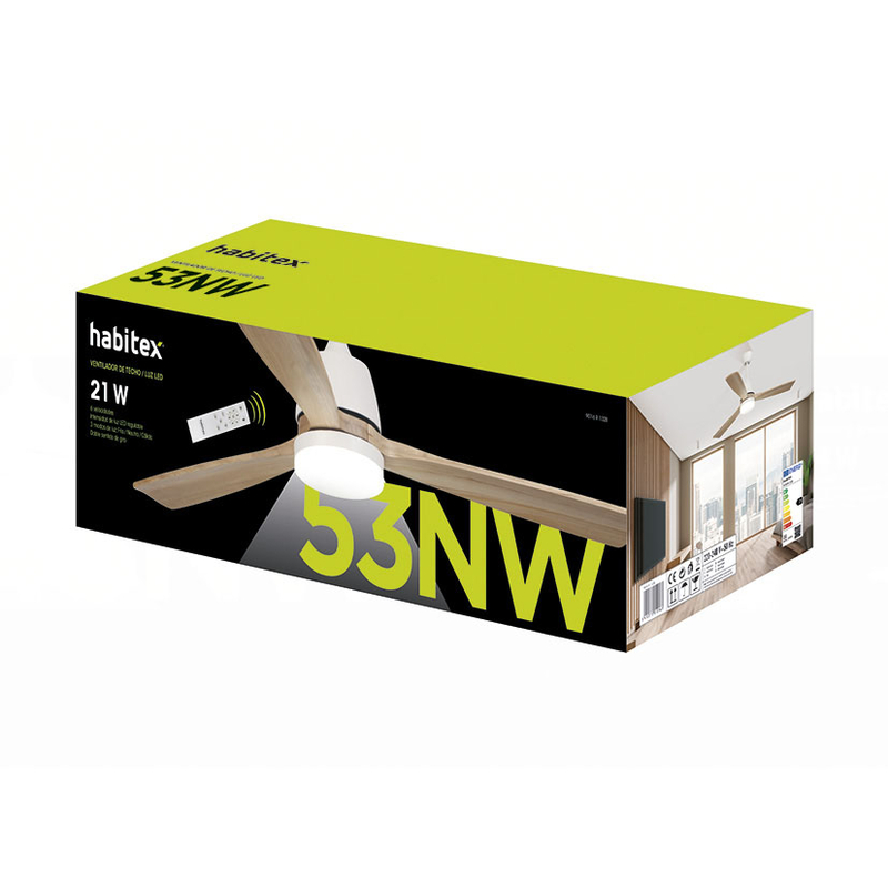 Ventilador techo HABITEX 53NW con luz Blanco