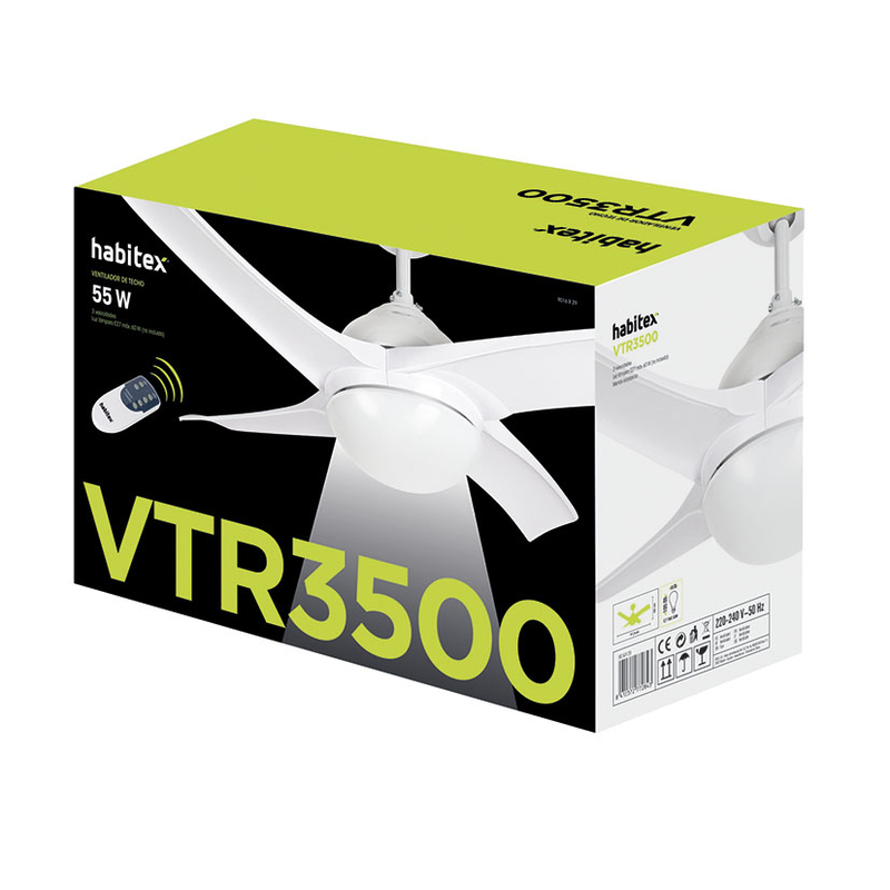 Ventilador techo HABITEX VTR-3500 con luz