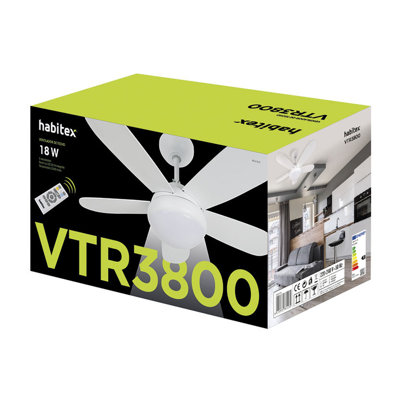 Ventilador techo HABITEX VTR-3800 con Led