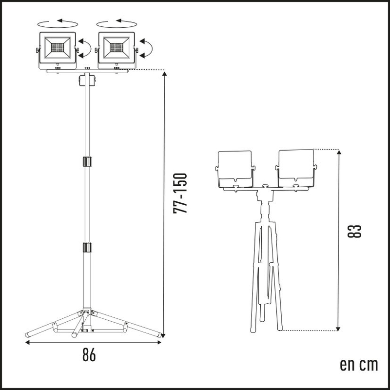 Foco proyector doble LED DUOLEC WorkLine 5000K 20W 1600 lm con trípode