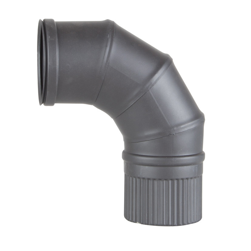 Codo 90º para extracción humos estufas PELLET inox grafito mate