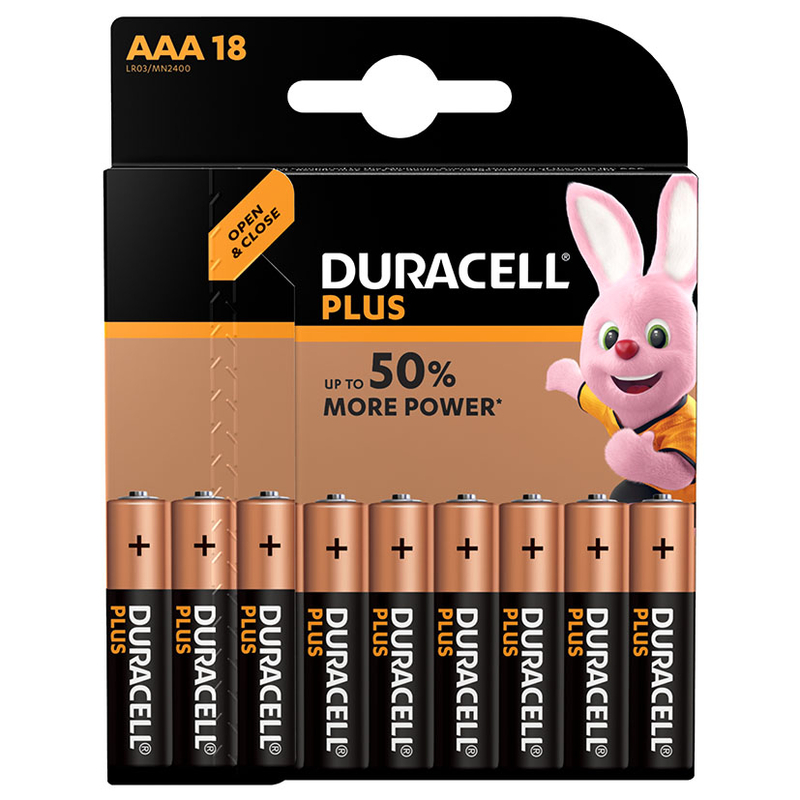 Pila alcalina AAA (LR03) DURACELL Plus. 180 unidades