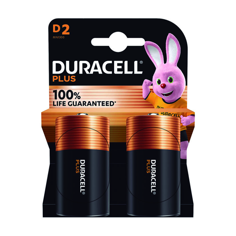 Pila alcalina D (LR20) DURACELL Plus. 20 unidades