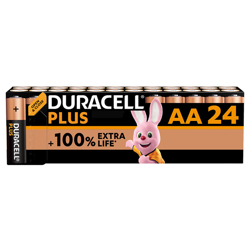 Pilas alcalinas LR06 DURACELL PLUS. 24 unidades